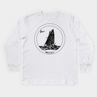 Maine - Gaff Rigged Cutter, Wooden Sailboat Sailing in Maine Kids Long Sleeve T-Shirt